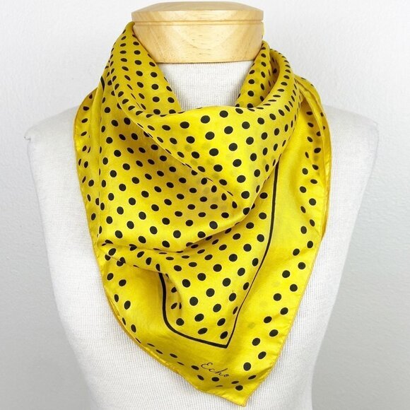 Echo Accessories - ECHO | Bright Yellow w/Black Polka Dot 24" Scarf